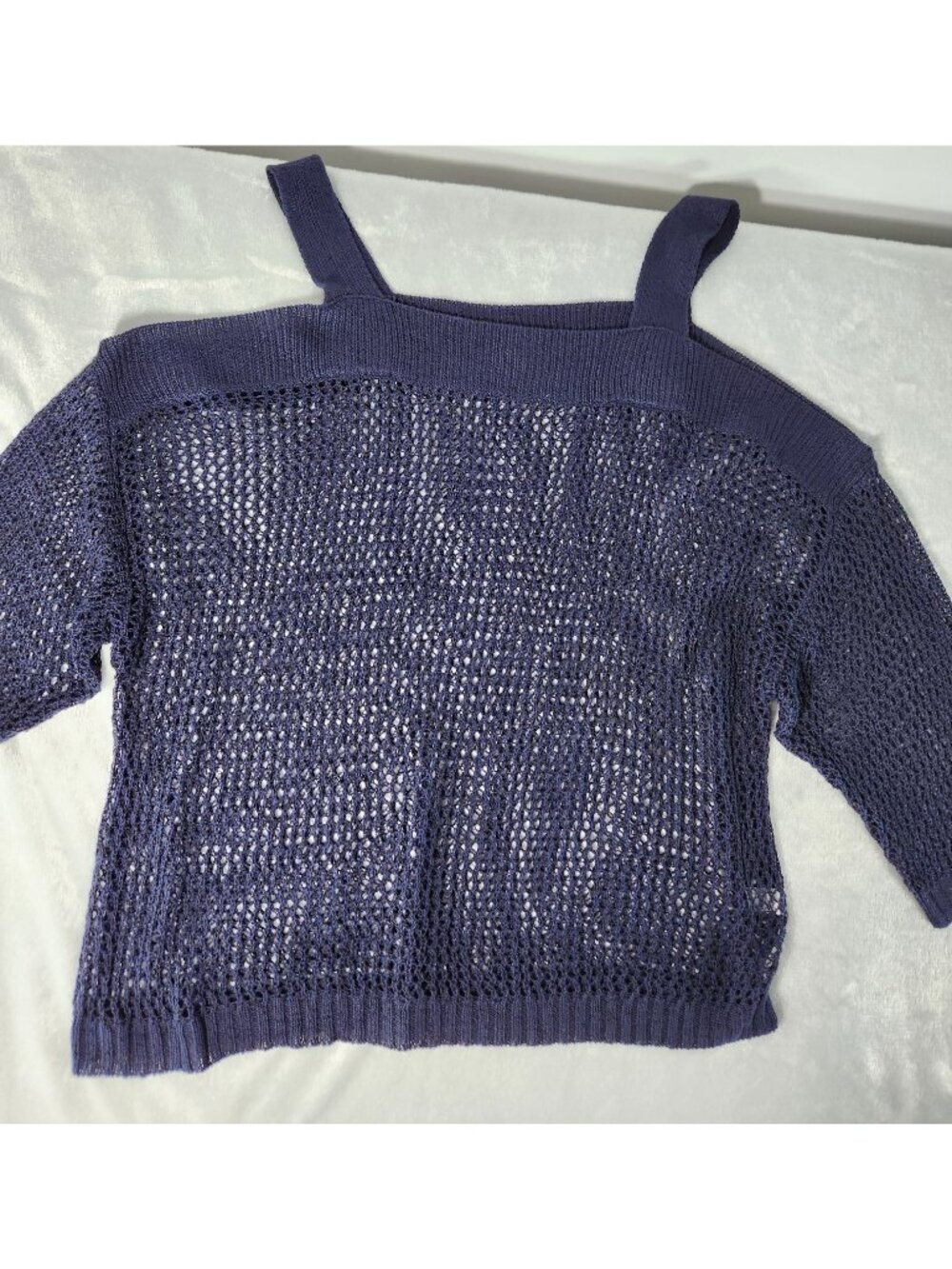 Cato Plus Tops Cold Shoulder Crochet Cropped Top-Blue-SZ 22/24W